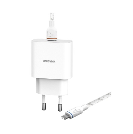 Unisynk 20W USB-C strmadapter  + USB-C lightning sladd 2m